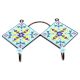 Turquoise And Navy Blue Tiny Flower Tiles Hooks
